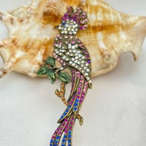 Sweet Romance Rhinestone Brooch,  4 3/4" x 1 1/2"